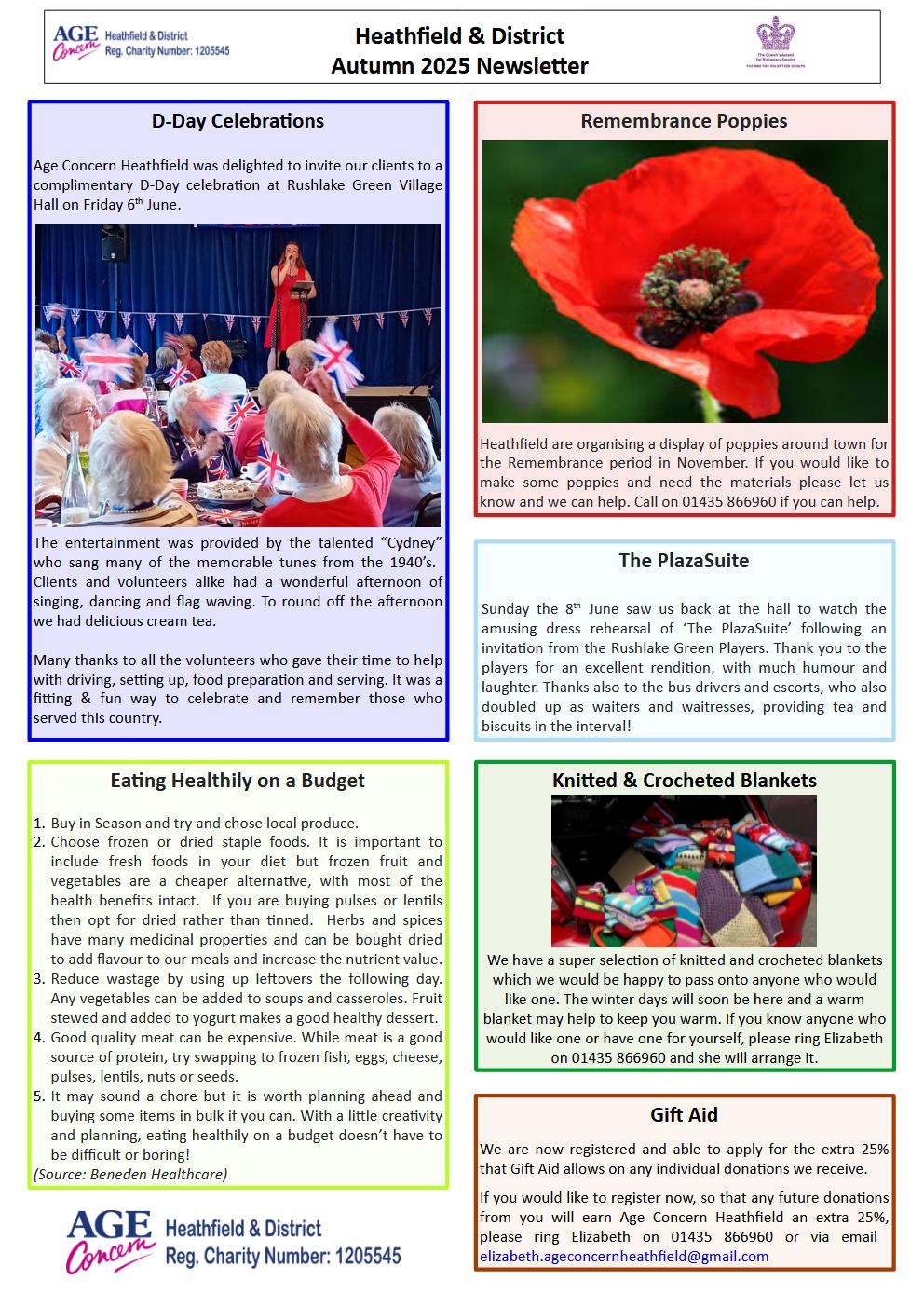 Age Concern Heathfield Newsletter Front Page Picture
